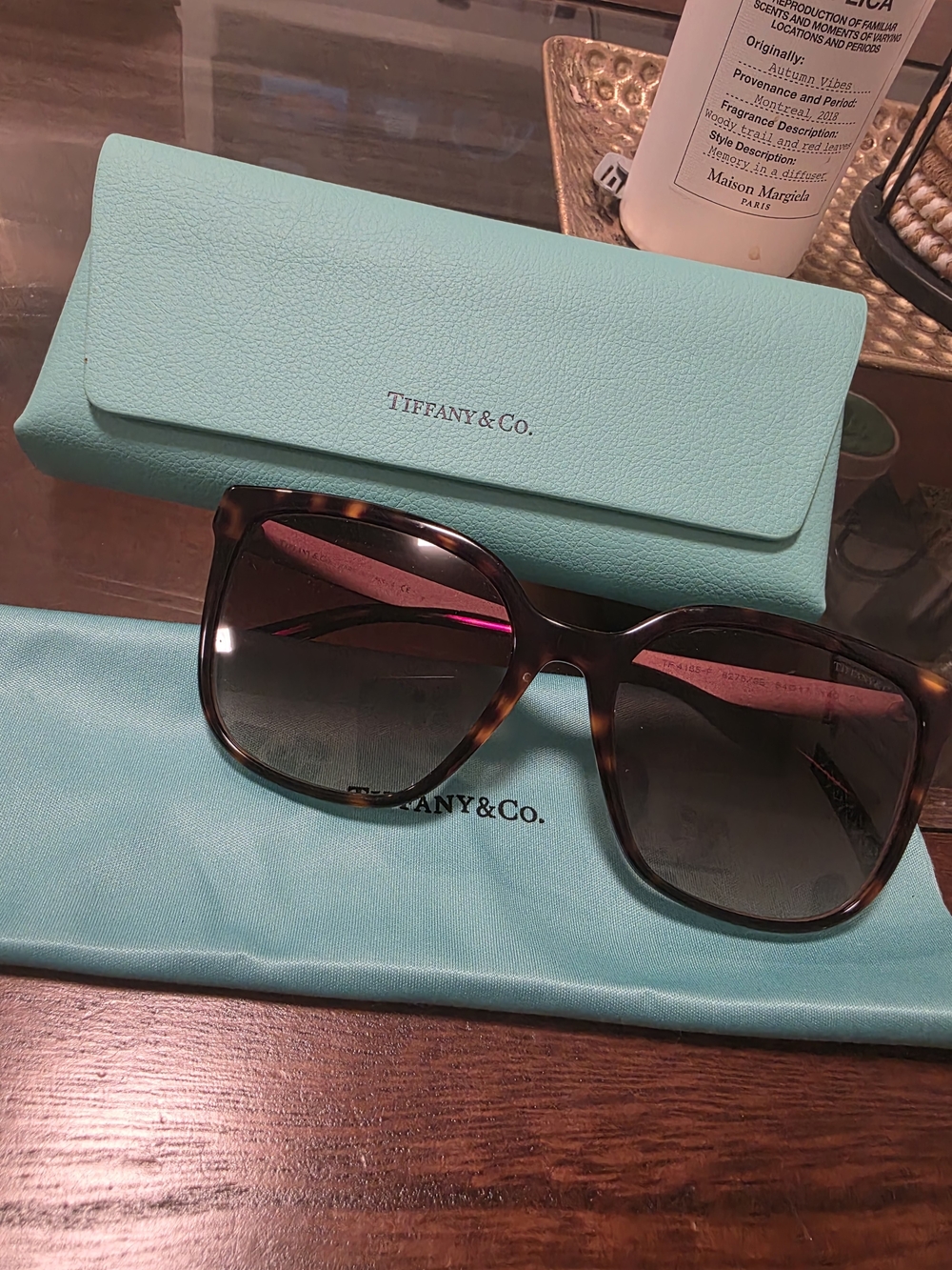 Tiffany & Co. Women's Tortoiseshell Sunglasses with Tiffany Blue Case